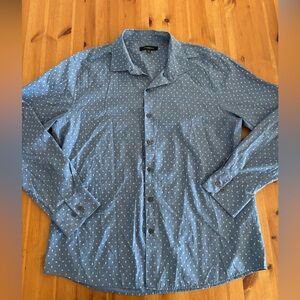 Casual Blue square Polka Dot Button-Down Shirt